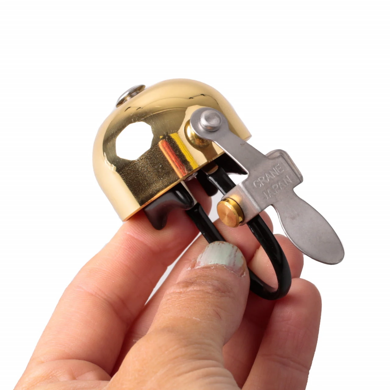 Crane E-Ne Bell Polished Gold Messing Fahrradklingel Auch Für Rennrad-Lenker Geeignet - Image 2