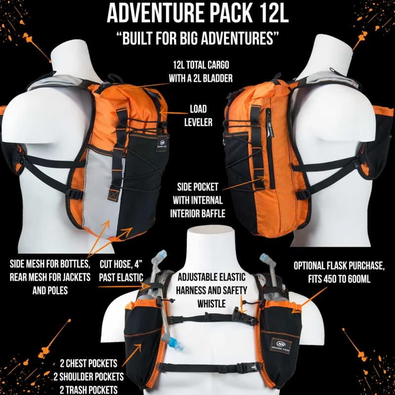 Orange Mud Adventure Pack Orange 12 Liter Trailrunning- Und Bike-Rucksack Inkl. Trinksystem / Trinkb - Image 4