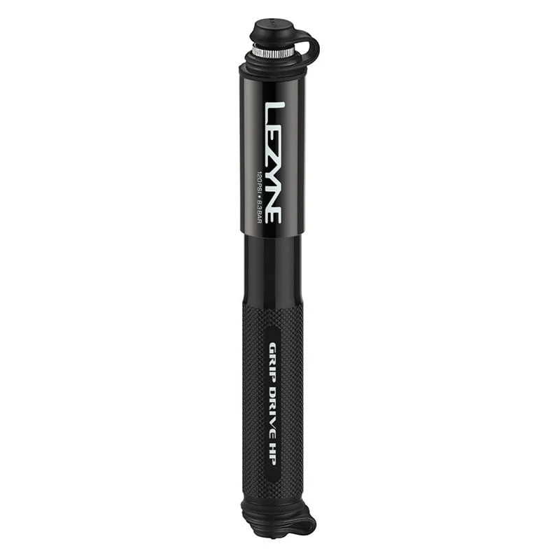 Lezyne Mini-Fahrradpumpe Grip Drive HP Medium / Schwarz / 114 G /bis Max. 8,3 Bar / 120 PSI